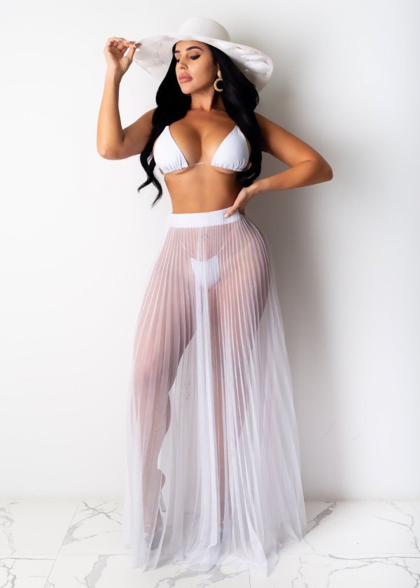 SC Solid Mesh See Though Beach Skirt OSM-4341