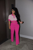 SC Color Block Short Sleeve Top Pants Suit QYMF-3148