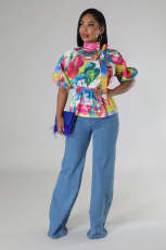 SC Casual Print Short Sleeve Shirts QYMF-3062