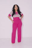 SC Color Block Short Sleeve Top Pants Suit QYMF-3148