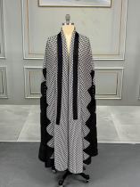 SC Pleated Print Cardigan Long Coats GZRF-77102