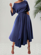 SC Solid Color Half Sleeve Maxi Dress QYMF-3236