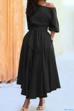SC Solid Color Half Sleeve Maxi Dress QYMF-3236