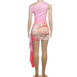 SC Sexy Slash Shoulder Print Mini Dress GSLF-K25D64881