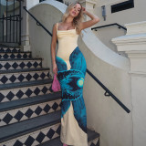 SC Sexy Backless Print Sling Maxi Dress GSLF-K25D70669
