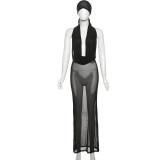 SC Deep V Stacked Neck Sexy Long Skirt 3 Piece Set GSLF-K25S69717