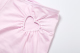 SC Love Hollow Out Solid Color Two Piece Shorts Set GSLF-K25S69015