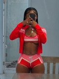 SC Contrast Color Long Sleeve+Wrap Chest+Short 3 Piece Set CH-25032