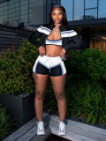 SC Contrast Color Long Sleeve+Wrap Chest+Short 3 Piece Set CH-25032