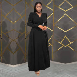 SC Solid Color Long Sleeve Maxi Dress BY-7411