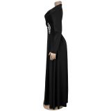SC Solid Color Long Sleeve Maxi Dress BY-7411