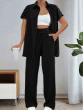 SC Solid Color Short Sleeve Shirt Pants Suit ZDF-33110