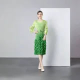 SC Gradient Color Long Sleeve Midi Dress GZRF-KH-0079