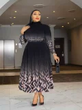 SC Pleated Gradient Top Pleated Half Skirt Printed Set GZRF-KH-0086