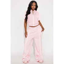 SC Sport Zipper Tops Wide Leg Pants Loose Suit ASL-6795