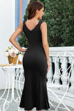 SC Sleeveless Solid Color Split Fishtail Evening Dress XHXF-462