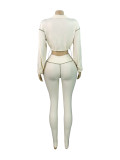 SC Long Sleeve Patchwork Tight Two Piece Pants Set CH-25033