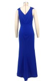 SC Sleeveless Solid Color Split Fishtail Evening Dress XHXF-462