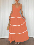 SC Halterneck Sling Patchwork Maxi Dress ZDF-33111