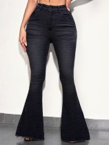 SC Fashion Solid Color Micro Flare Jeans GXJF-248007