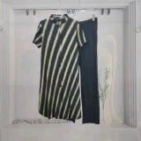 SC Stripe Short Sleeve Loose Two Piece Pants Set GZRF-KH-0082