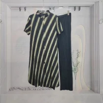 SC Stripe Short Sleeve Loose Two Piece Pants Set GZRF-KH-0082