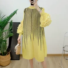 SC Long Sleeve Stripe Print Midi Dress GZRF-KH-0109