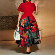 SC Plus Size Lapel Ruffles Sleeve Midi Dress NNWF-8109