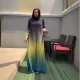 SC Bubble Sleeve Gradient Color Loose Long Dress GZRF-KH-0080