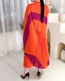 SC Irregular Color Block Pleated Loose Maxi Dress GZRF-KH-0028
