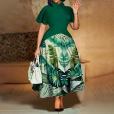 SC Plus Size Lapel Ruffles Sleeve Midi Dress NNWF-8109
