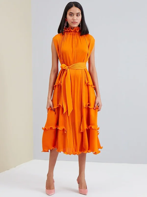 SC Sleeveless Solid Color Midi Dress GZRF-HY-9069