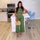 SC Plus Size Tie Wrap Slim Wide Leg Pants Two Piece Set NY-11081