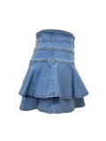 SC Casual Zipper Double Layer Ruffle Skirt LSD-2227