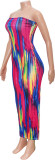 SC Colorful Print Off Shoulder Tube Tops Dress SH-S390584