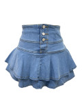 SC Casual Zipper Double Layer Ruffle Skirt LSD-2227