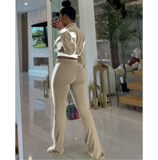 SC Long Sleeve Color Block Two Piece Pants Set FOSF-8811