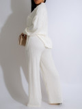 SC Solid Color Long Sleeve Pleated Two Piece Pants Set AIL-325