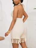 SC Deep V Neck Tassel Backless Romper GDNY-005