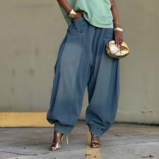 SC Plus Size Loose Haren Wide Leg Lantern Jeans GYLN-6078