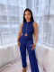 SC Sleeveless Solid Color Vest Two Piece Pants Set QODY-6066