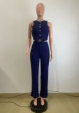 SC Sleeveless Solid Color Vest Two Piece Pants Set QODY-6066