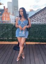 SC Denim Washed Blue Diamond Halter Mini Dress OD-8745
