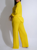 SC Solid Color Long Sleeve Pleated Two Piece Pants Set AIL-325