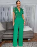 SC Lace Patchwork Sleeveless Wide Leg Jumpsuit OSM-4476