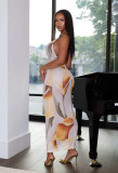 SC Print Halterneck Backless Maxi Dress QODY-6068
