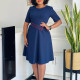 SC Plus Size Short Sleeve Solid Color Midi Dress GATE-589