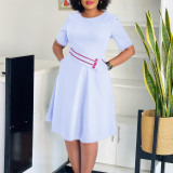 SC Plus Size Short Sleeve Solid Color Midi Dress GATE-589