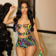 SC Colorful Graffiti Print Hollow Out Skinny Short Set SHD-9750