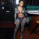 SC Mesh Print Long Sleeve Slim Two Piece Pants Set SHD-9722
